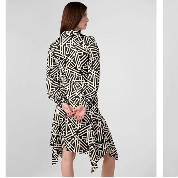 NWOT HANDKERCHIEF HEM BELTED SHIRT DRESS - Picture 2 of 4